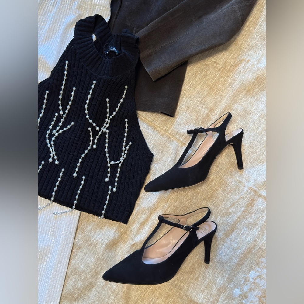 Andre Assous Black Suede sling back - Picture 9 of 9